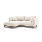 Угловой диван «Ада» цвета слоновой кости, структурированная ткань, левый