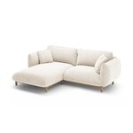 Угловой диван «Ада» цвета слоновой кости, структурированная ткань, левый