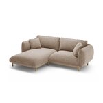 Угловой диван «Ада» песочный, структурированная ткань, левый