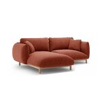 Угловой диван «Ада» каштановый, структурированная ткань, левый