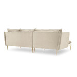 Kampinė sofa agatas, 4-vietė (micadoni home) smėlio spalvos, aksominis, auksinis metalas, kairėje