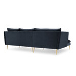 Kampinė sofa agatas, 4-vietė (micadon home) tamsiai mėlyna, aksominė, aukso metalo, kairėje