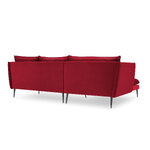 Kampinė sofa agatas, 4-vietė (micadoni home) raudona, aksominė, juodo metalo, kairėje