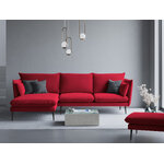 Kampinė sofa agatas, 4-vietė (micadoni home) raudona, aksominė, juodo metalo, kairėje