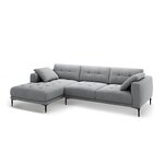 Угловой диван «Бэми» серый, бархат, левый