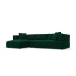 Kampinė sofa &#39;tyra&#39; buteliukas žalia, aksominė, kairė