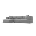 Kampinė sofa &#39;tyra&#39; pilka, aksominė, kairė