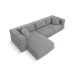 Kampinė sofa &#39;tyra&#39; pilka, aksominė, kairė