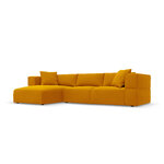 Kampinė sofa &#39;tyra&#39; geltona, aksominė, kairė