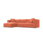 Kampinė sofa &#39;tyra&#39; koralinė, aksominė, kairė