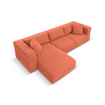 Kampinė sofa &#39;tyra&#39; koralinė, aksominė, kairė