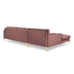 Mamaia kampinė sofa, 5-vietė (micadoni home) rožinė, aksominė, auksinė metalinė, kairėje