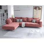 Jardanite stūra dīvāns, 5-vietīgs (micadoni home) rozā, samts, sudraba metāls, pa kreisi