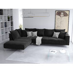 Jardanite kampinė sofa, 5-vietė (micadoni home) juoda, aksominė, sidabrinė metalinė, kairėje