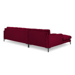 Mamaia kampinė sofa, 5-vietė (micadoni home) raudona, aksominė, juodo metalo, kairėje