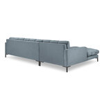 Mamaia kampinė sofa, 5 vietų (micadoni home) šviesiai mėlyna, aksominė, juodo metalo, kairėje