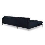 Mamaia kampinė sofa, 5-vietė (micadoni home) tamsiai mėlyna, aksominė, juodo metalo, kairėje