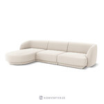 Corner sofa miley (micadoni limited edition) light beige, velvet, left