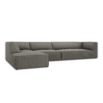 Kampinė sofa rubino, 5 vietų (micadon home), šviesiai pilka, aksominė, kairė