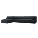 Corner sofa ruby, 5-seater (micadon home) black, velvet, left