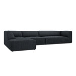 Corner sofa ruby, 5-seater (micadon home) black, velvet, left