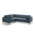 Угловой диван «Бэми» темно-синий, структурированная ткань, левый