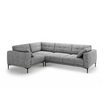 Угловой диван «Бэми» серый, структурированная ткань, левый
