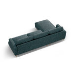 Угловой диван «Алия» зелёный синий меланж, структурированная ткань, левый