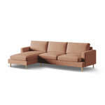 Corner sofa 'aliya' honey, velvet, left