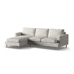 Угловой диван «Алия» бежевый меланж, структурированная ткань, левый