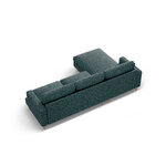 Угловой диван «Алия» зелёный синий меланж, структурированная ткань, левый