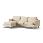 Угловой диван «Алия» тёмно-бежевый, бархат, левый