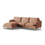 Corner sofa 'aliya' honey, velvet, left