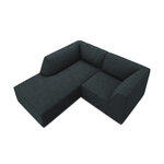 Corner sofa ruby, 3-seater (micadon home) blue, velvet, left