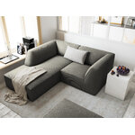 Kampinė sofa rubino, 3-vietė (micadon home), šviesiai pilka, aksominė, kairė