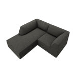 Corner sofa ruby, 3-seater (micadon home), dark gray, velvet, left