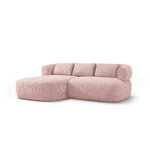 Угловой диван «Дженни», пудрово-розовый, букле, левый