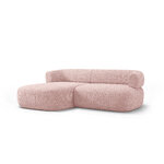 Угловой диван «Дженни», пудрово-розовый, букле, левый