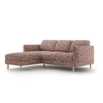 Угловой диван «Эден» розовый меланж, структурированная ткань, левый