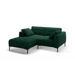 Corner sofa &#39;bemy&#39; bottle green, velvet, left