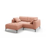 Угловой диван «Бэми» розовый, бархат, левый