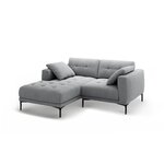 Угловой диван «Бэми» серый, бархат, левый