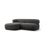 Угловой диван «Дженни» темно-серый, бархат, левый