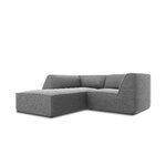 Corner sofa ruby, 3-seater (micadon home), grey, velvet, left