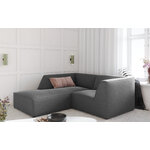 Corner sofa ruby, 3-seater (micadon home), grey, velvet, left