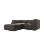 Corner sofa ruby, 3-seater (micadon home), dark gray, velvet, left