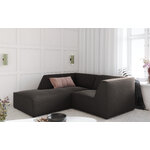 Corner sofa ruby, 3-seater (micadon home), dark gray, velvet, left