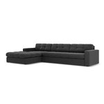 Kampinė sofa (justin) micadon limituoto leidimo pilka, aksominė, kairė