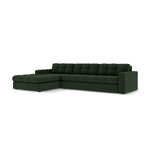 Stūra dīvāns (justin) micadon limitēts tumši zaļš, strukturēts audums, pa kreisi