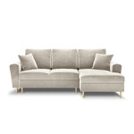 Moghan kampinė sofa, 4-vietė (micadoni home) smėlio spalvos, aksominė, aukso metalo, geriau